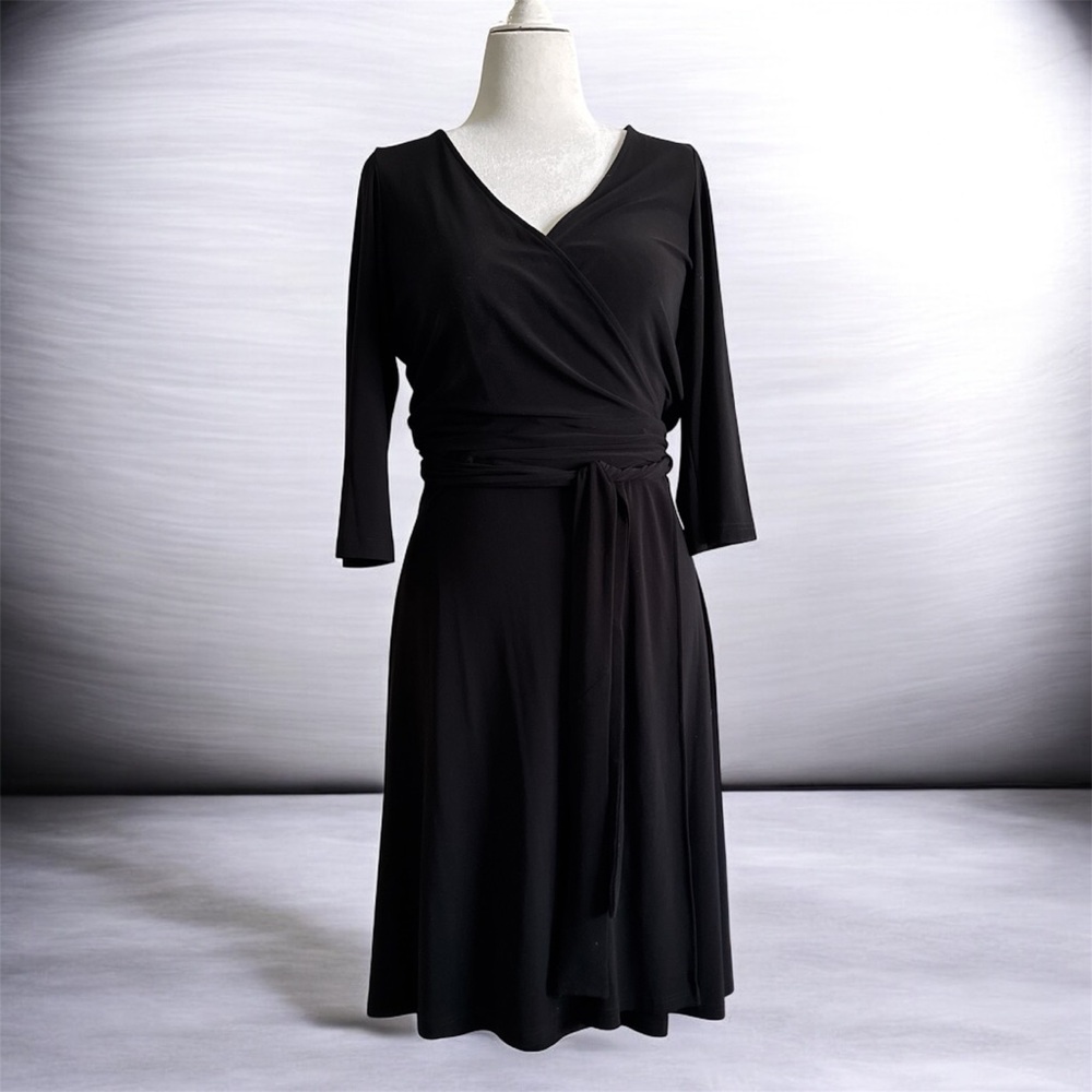 Flattering black wrap dress - Jones New York, Size 14, excellent condition